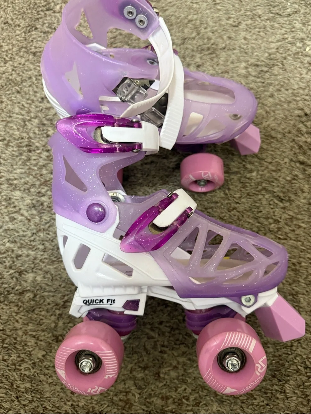 Girls' Pink & Purple Adjustable Quad Roller Skates -training skates